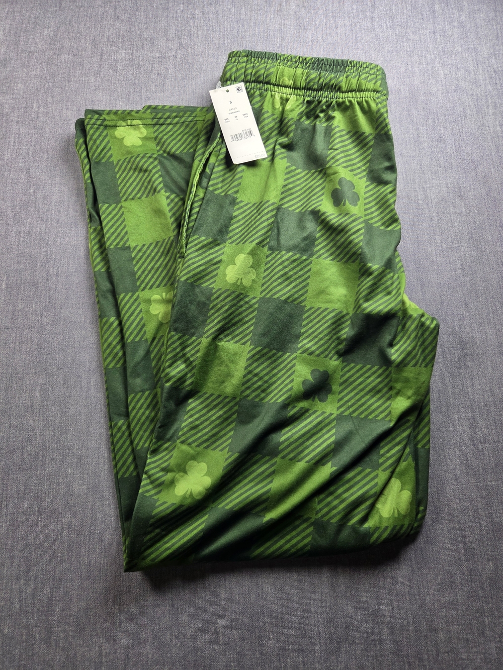 Bioworld Green Plaid Clover Men's Pajama Pants - Dual Green Tones